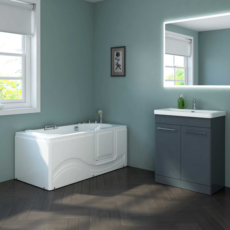 60'' x 30'' White Acrylic Walk-In Whirlpool Bathtub