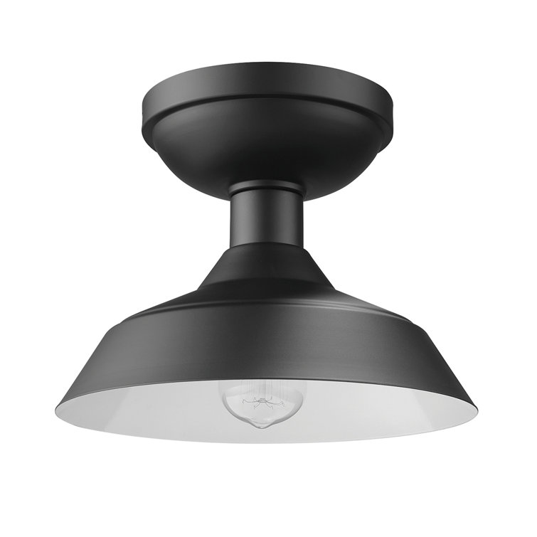 Matte Black Indoor/Outdoor Semi-Flush Mount Ceiling Light
