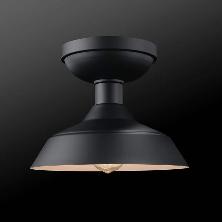 Matte Black Indoor/Outdoor Semi-Flush Mount Ceiling Light