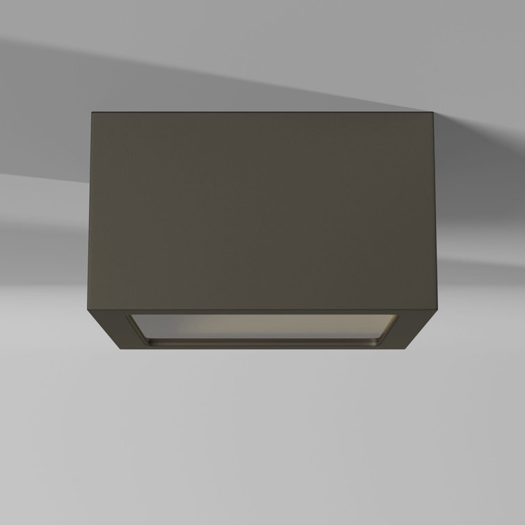Kube Bronze Etched Lens LED Outdoor Flush Mount Light