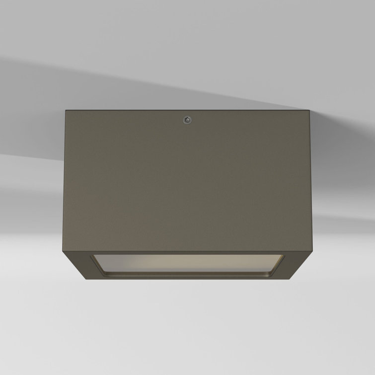 Kube Bronze Etched Lens LED Outdoor Flush Mount Light