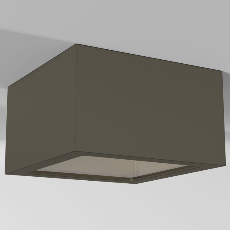 Kube Bronze Etched Lens LED Outdoor Flush Mount Light