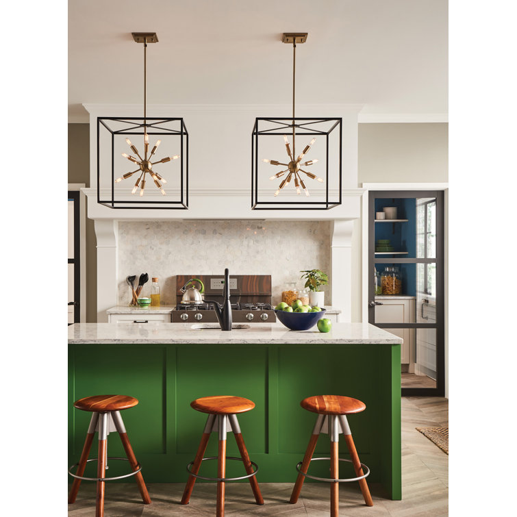 Aros Modern 12-Light Black and Polished Nickel Sputnik Chandelier