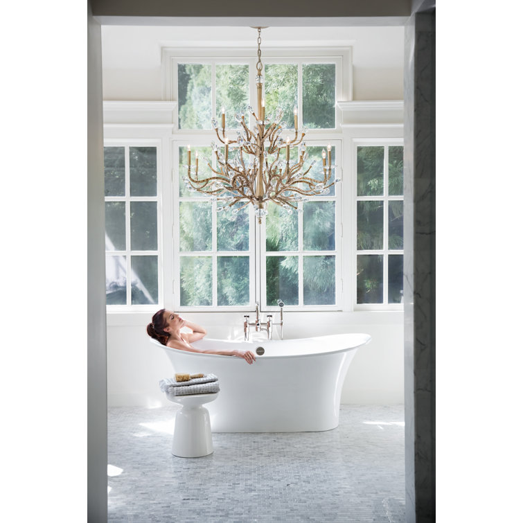 Eve Graceful Vine 12-Light Champagne Gold Crystal Bud Chandelier