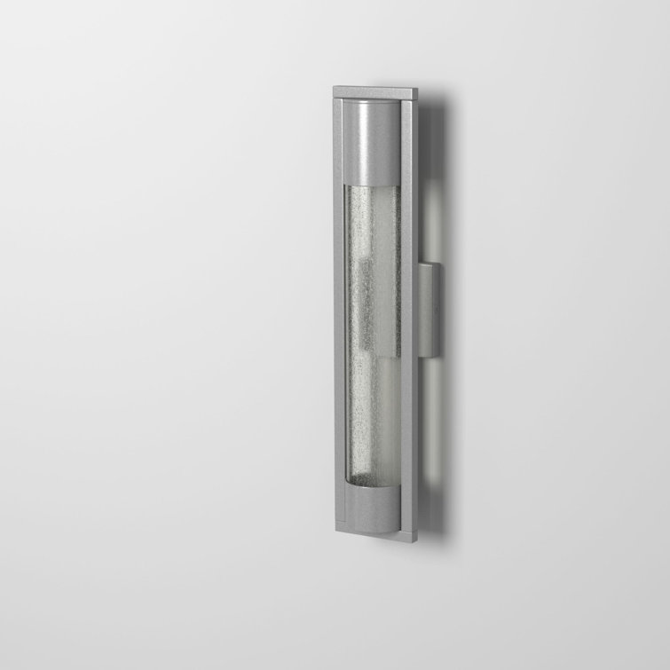 Sleek Satin Black Outdoor Wall Sconce with Seedy Glass