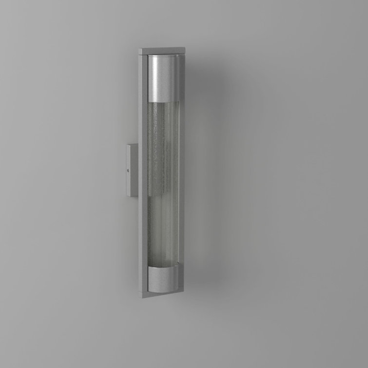 Sleek Satin Black Outdoor Wall Sconce with Seedy Glass