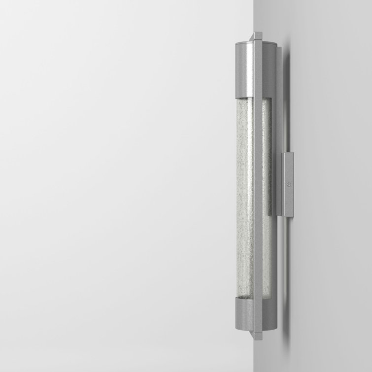 Sleek Satin Black Outdoor Wall Sconce with Seedy Glass