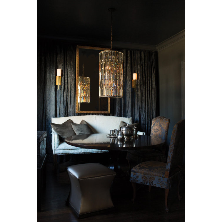 Gemma Vintage Bronze 6-Light Candelabra Pendant with Crystal Prisms