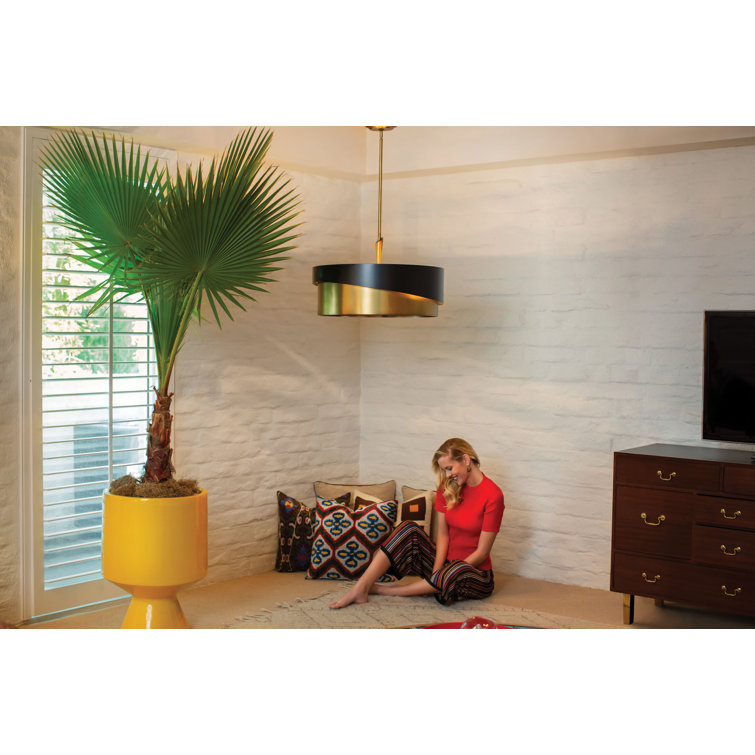 Heritage Brass 5-Light Fabric Drum Chandelier