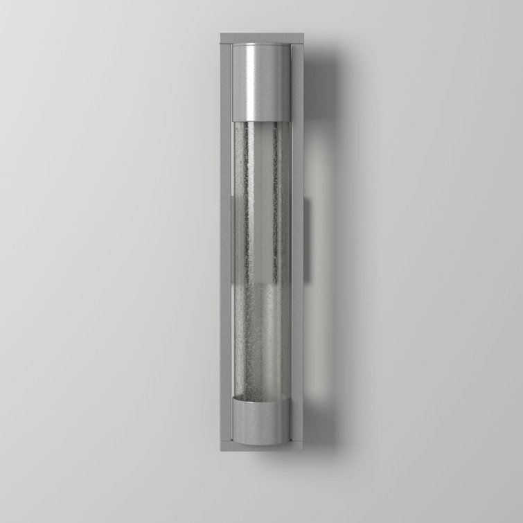 Sleek Satin Black Outdoor Wall Sconce with Seedy Glass