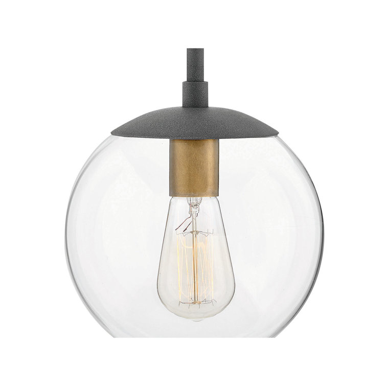 Aged Zinc Globe Pendant with Clear Glass - Mid-Century Modern