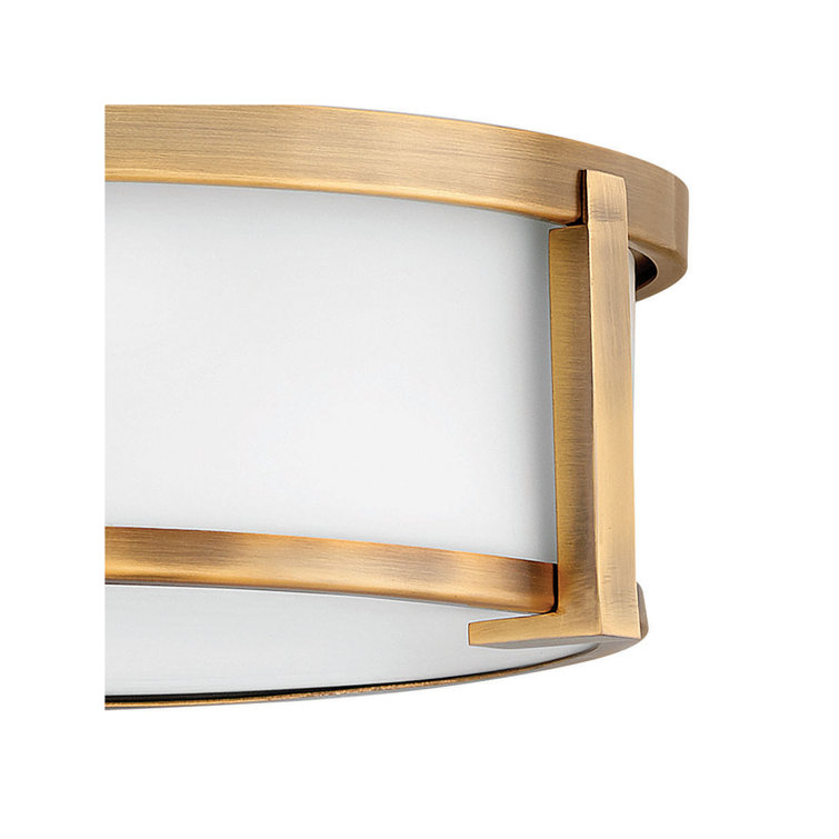 Lowell 3-Light LED Drum Flush Mount in Brushed Bronze with Etched Opal Shade