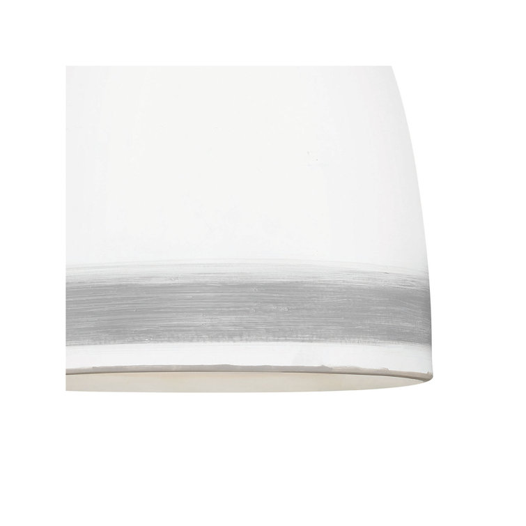 Nash Mini Bowl Pendant in Antique Nickel with Grey Stripe and Ceramic Shade