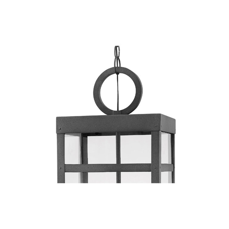 Aged Zinc 4-Light Transitional Outdoor Pendant with Clear Glass
