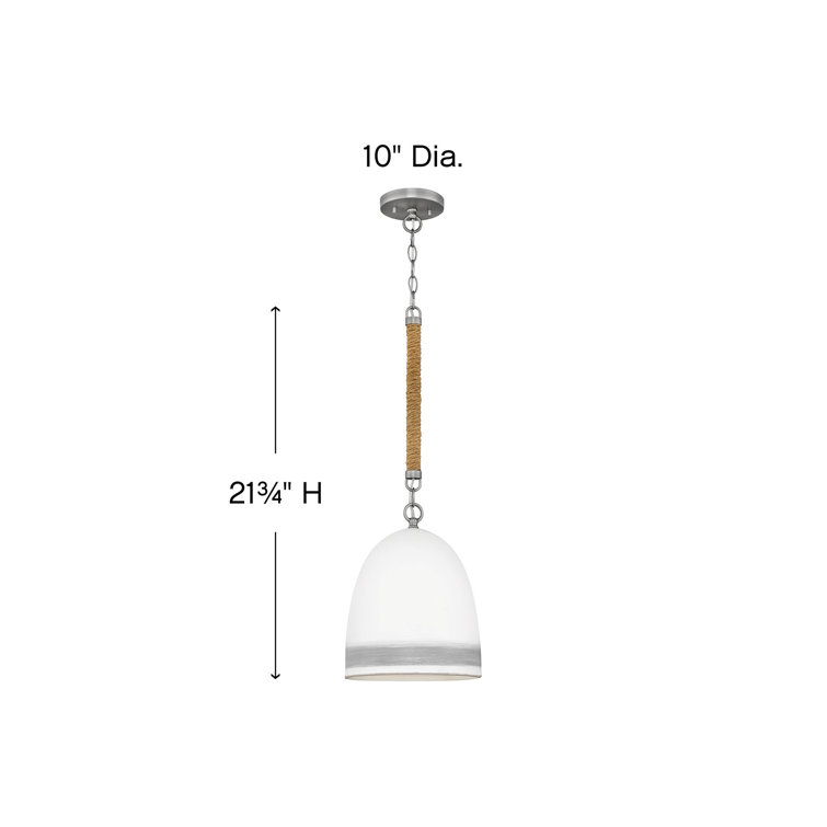 Nash Mini Bowl Pendant in Antique Nickel with Grey Stripe and Ceramic Shade
