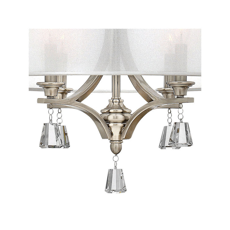 Elegant Brushed Nickel 4-Light Chandelier with Sheer Translucent Shade