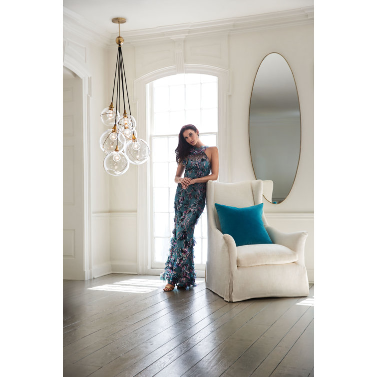 Heritage Brass and Clear Glass 6-Light Cluster Pendant