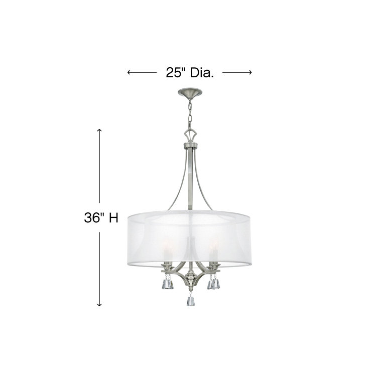 Elegant Brushed Nickel 4-Light Chandelier with Sheer Translucent Shade