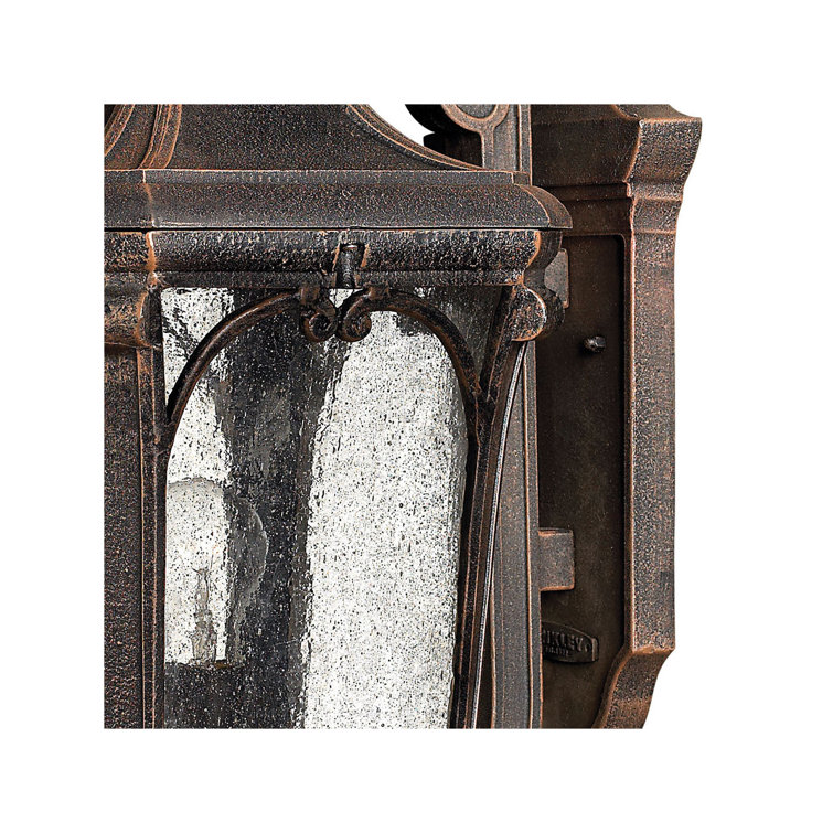 Museum Black Cast Aluminum Outdoor Wall Sconce with Seedy Glass