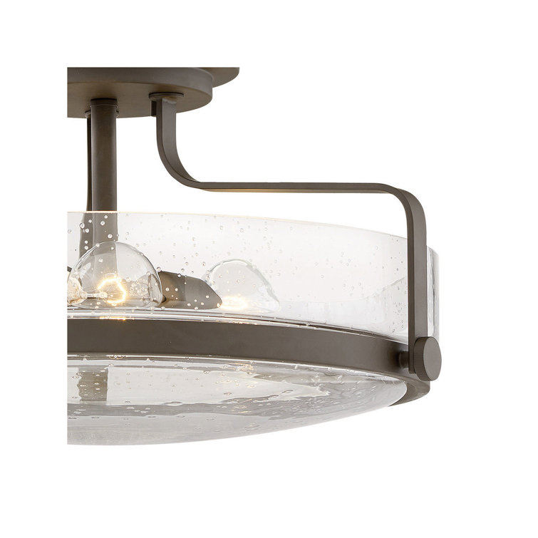 Harper Transitional Clear Seedy Glass 3-Light Ceiling Fixture in Oil Rubbed Bronze
