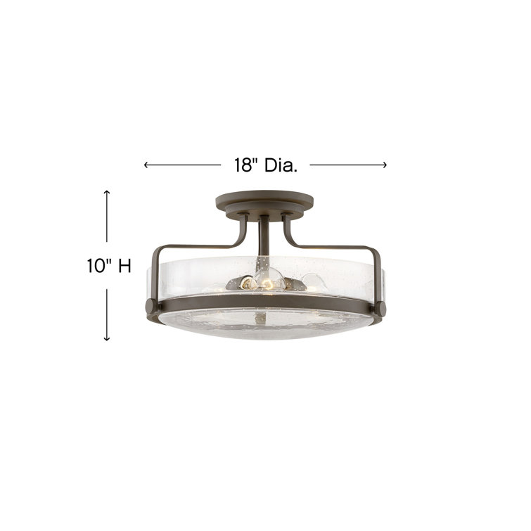 Harper Transitional Clear Seedy Glass 3-Light Ceiling Fixture in Oil Rubbed Bronze