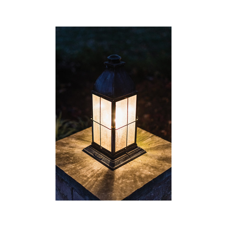 Greystone 3-Light Outdoor Pier Mount Lantern with Clear Seedy Glass