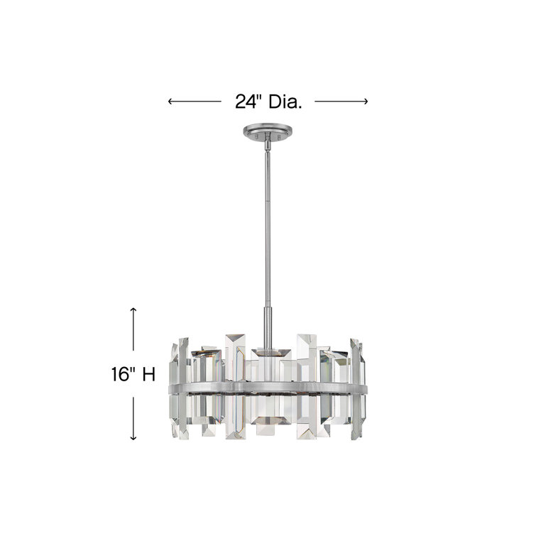 Polished Nickel and Crystal 6-Light Chandelier