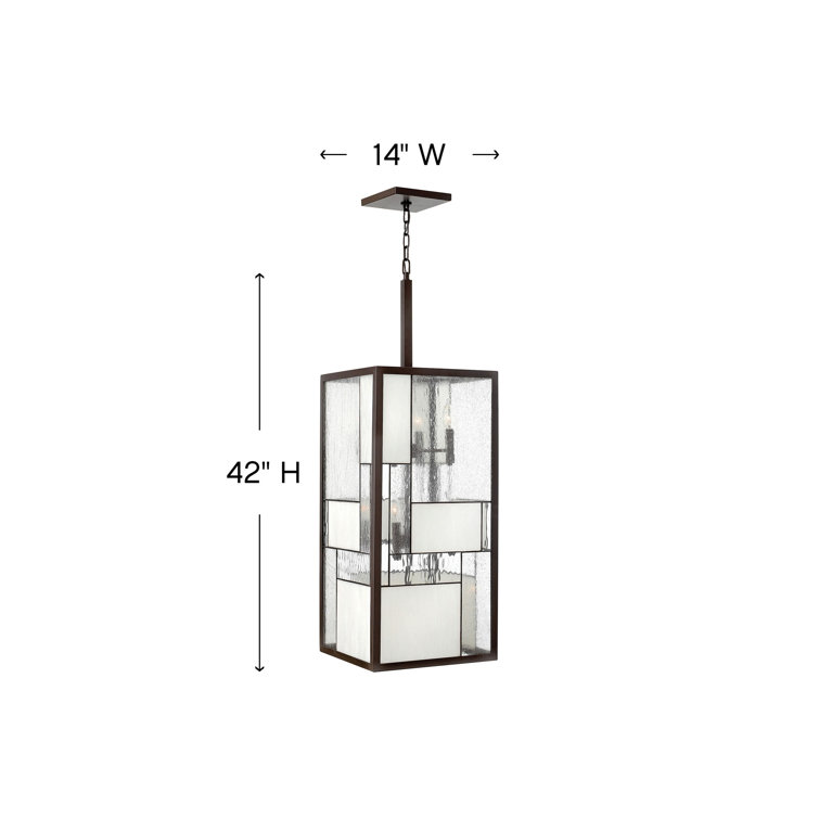 Mondrian 12-Light Buckeye Bronze Chandelier with Copper Foil Glass