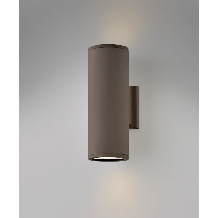 Architectural Bronze Cylinder 2-Light LED Outdoor Wall Mount