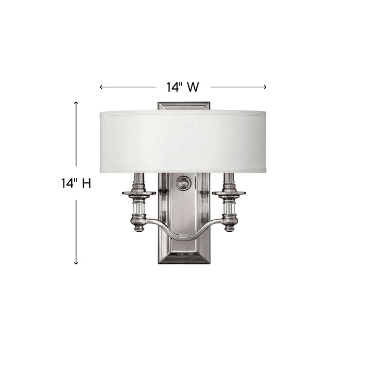 Elegant Dual-Light Brushed Nickel Sconce with White Fabric Shade