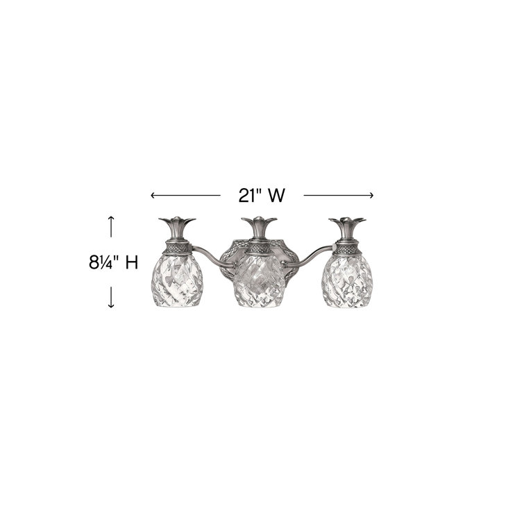 Polished Antique Nickel 3-Light Vanity with Clear Optic Glass