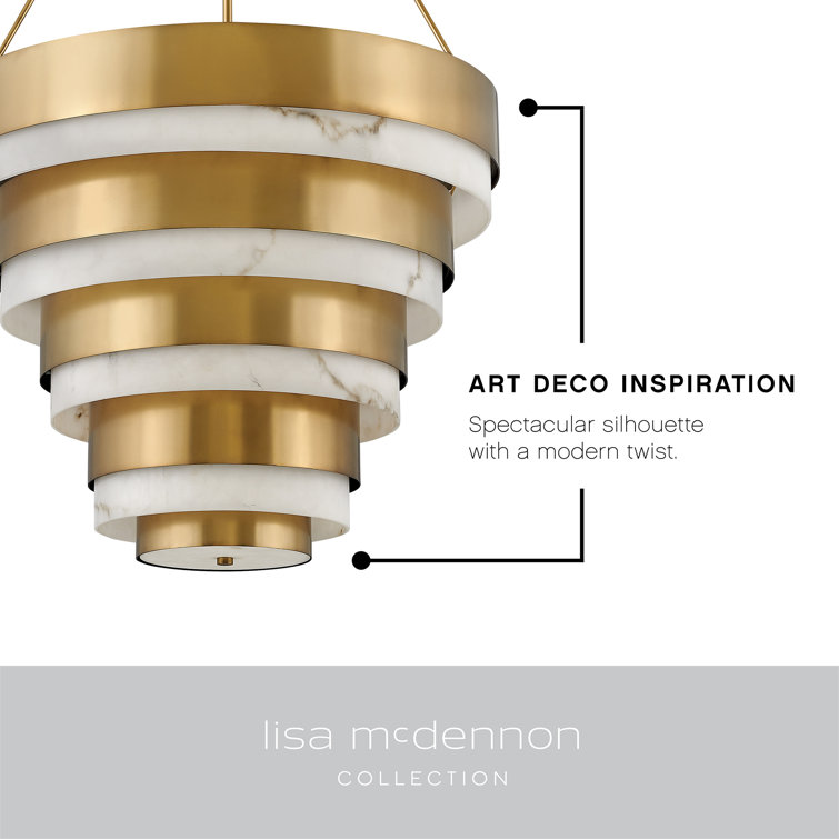 Echelon Heritage Brass 8-Light Tiered Chandelier with Faux Alabaster Glass