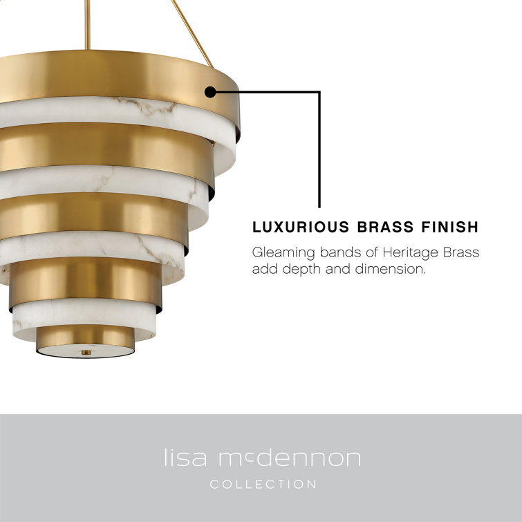 Echelon Heritage Brass 8-Light Tiered Chandelier with Faux Alabaster Glass