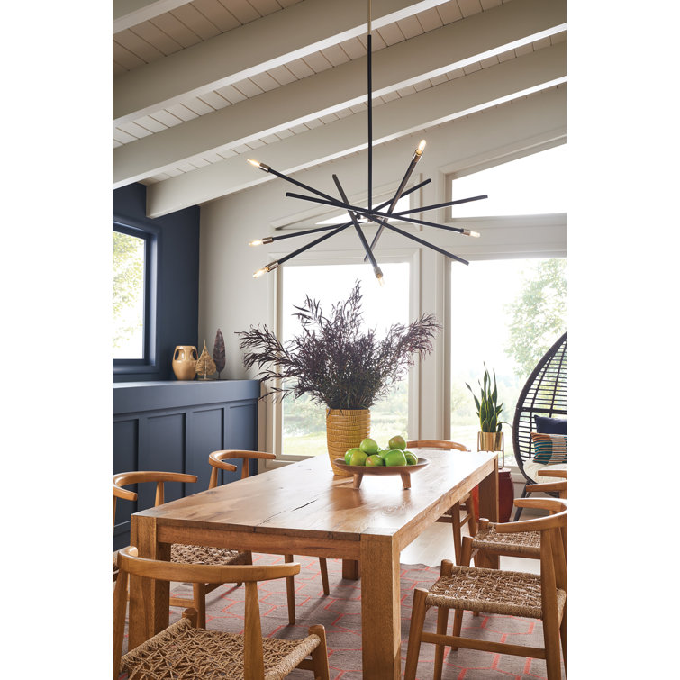 Mini Sputnik 6-Light Chandelier in Satin Black with Articulating Arms