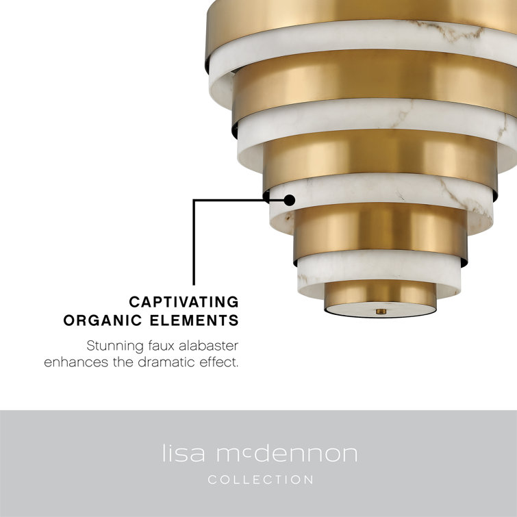 Echelon Heritage Brass 8-Light Tiered Chandelier with Faux Alabaster Glass
