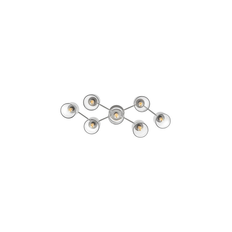 Axel Modern 7-Light Brushed Nickel Cluster Cylinder Flush Mount