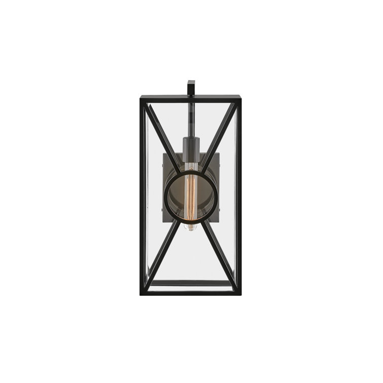 Brixton Black Outdoor Wall Light with Clear Glass