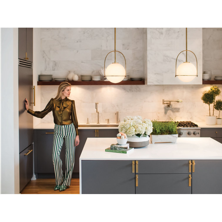 Heritage Brass and Etched Opal Glass Semi-Flush Ceiling Light