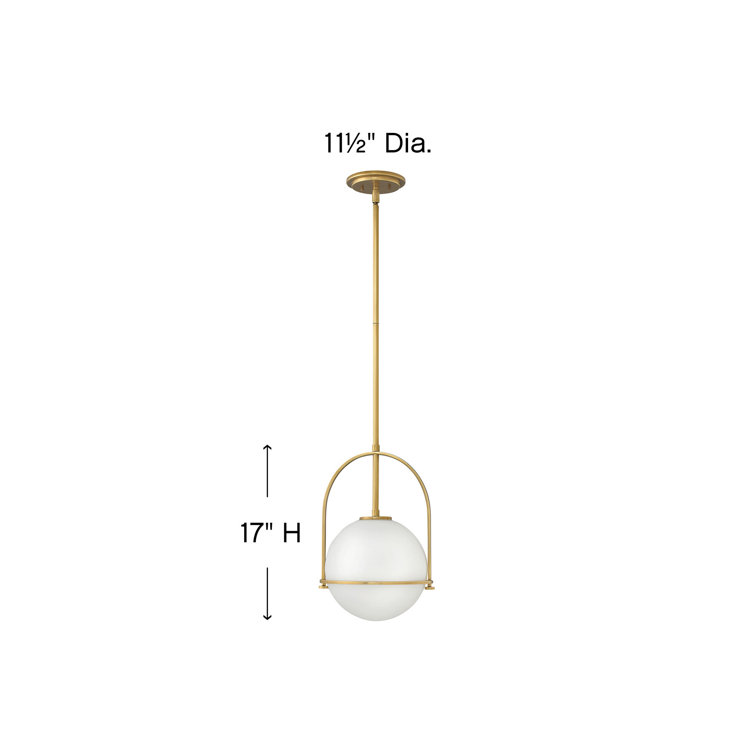 Heritage Brass Etched Opal Glass Globe Pendant Light