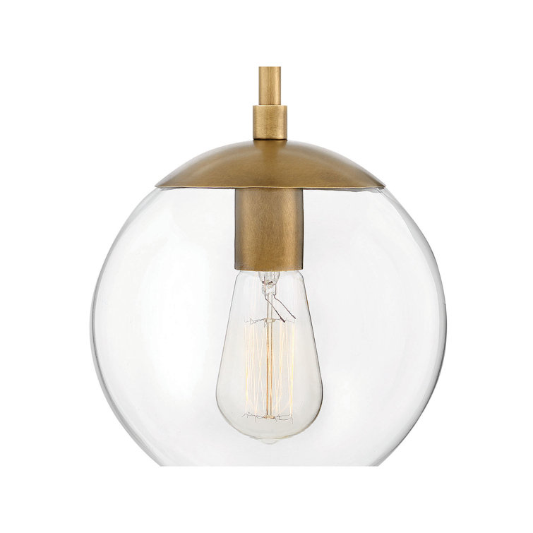 Heritage Brass Clear Globe Pendant Light with Adjustable Height