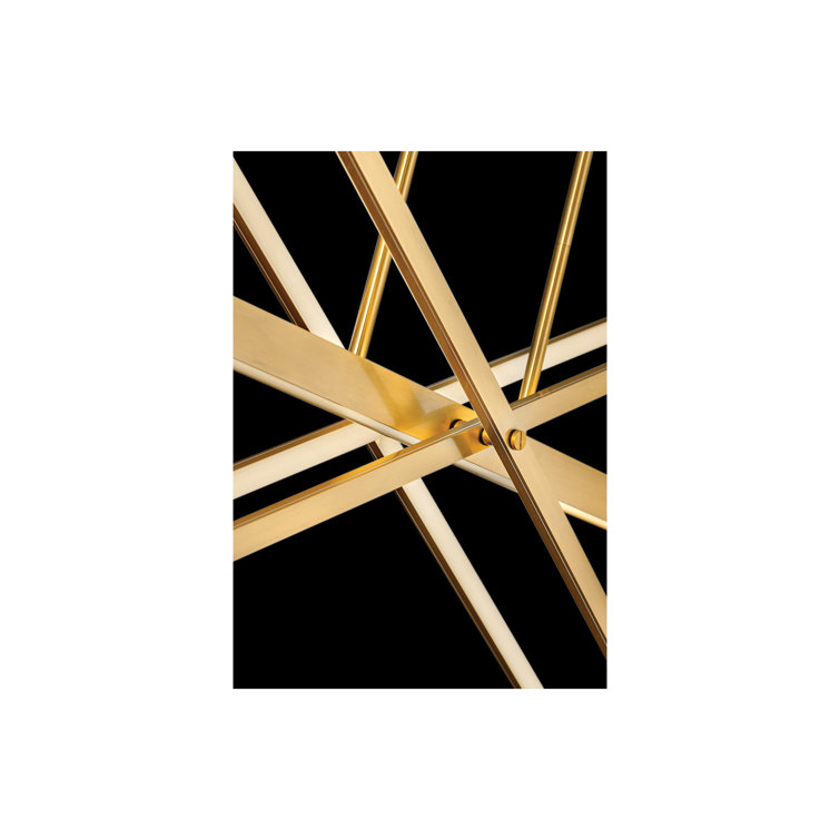 Modern Articulating LED Pendant in Lacquered Brass - 36" Width