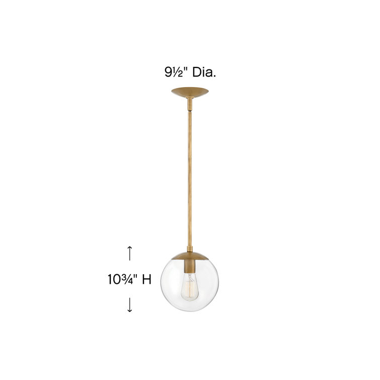Heritage Brass Clear Globe Pendant Light with Adjustable Height