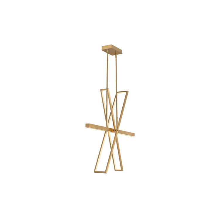 Modern Articulating LED Pendant in Lacquered Brass - 36" Width