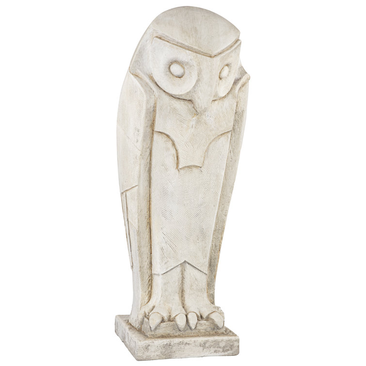 White Resin Art Deco Owl Garden Statue