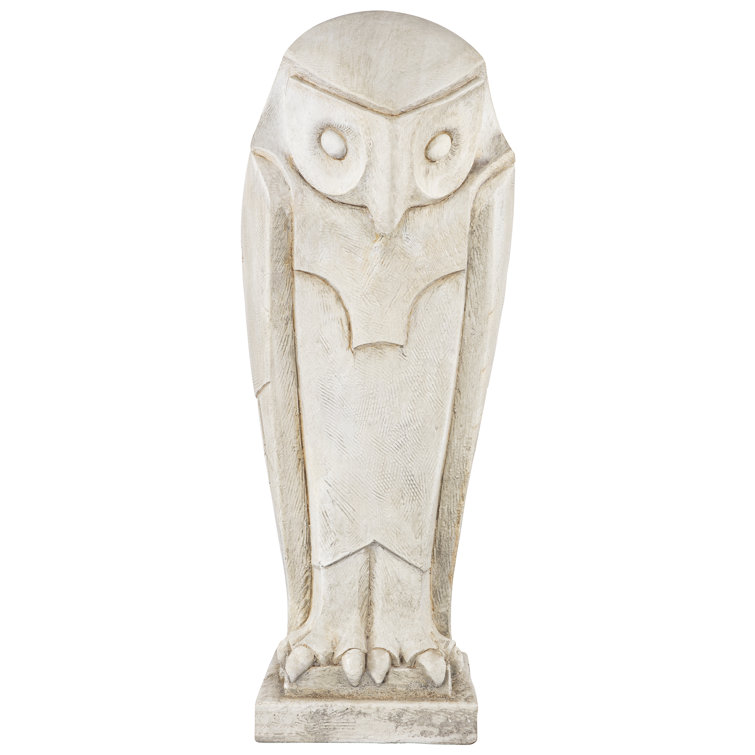 White Resin Art Deco Owl Garden Statue
