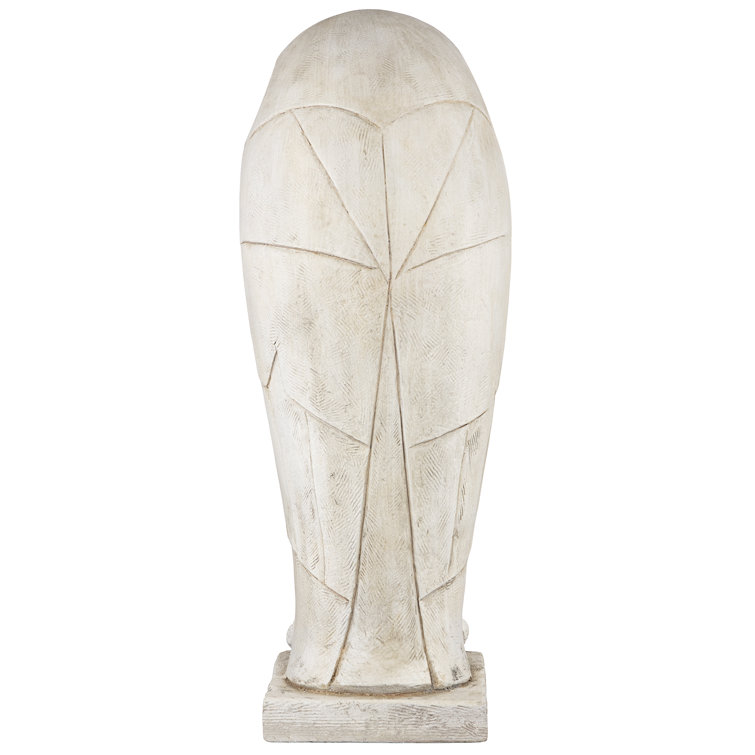White Resin Art Deco Owl Garden Statue