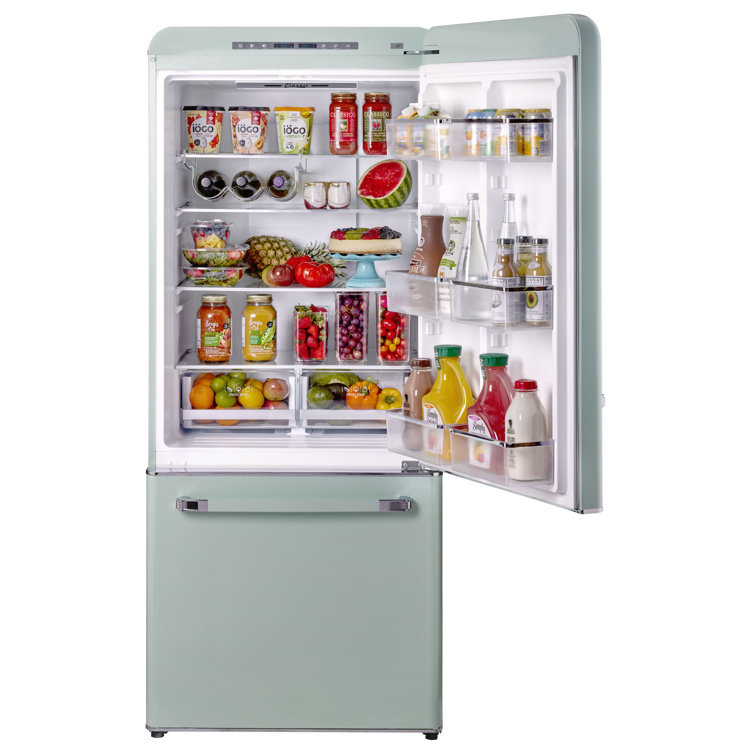 Summer Mint Green 18 Cu. Ft. Bottom Freezer Refrigerator with Ice Maker