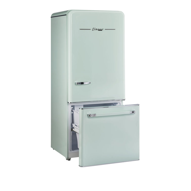 Summer Mint Green 18 Cu. Ft. Bottom Freezer Refrigerator with Ice Maker