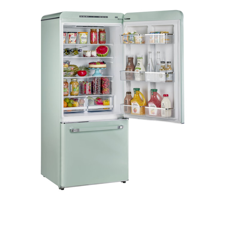 Summer Mint Green 18 Cu. Ft. Bottom Freezer Refrigerator with Ice Maker