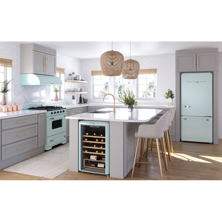 Summer Mint Green 18 Cu. Ft. Bottom Freezer Refrigerator with Ice Maker
